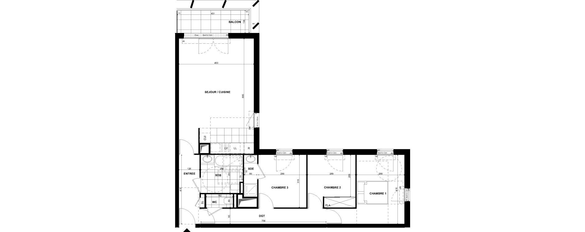 Appartement T4 de 84,40 m2 &agrave; Clichy Bac d'asni&egrave;res