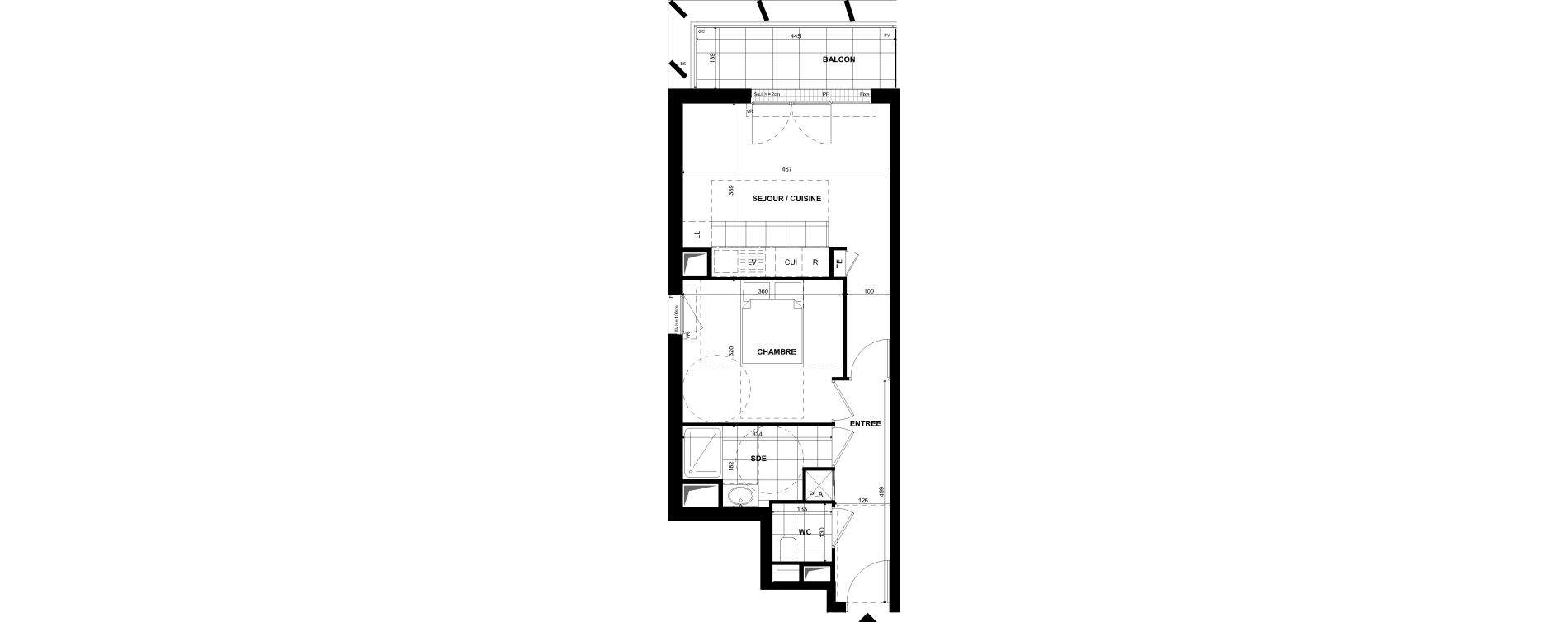Appartement T2 de 44,20 m2 &agrave; Clichy Bac d'asni&egrave;res