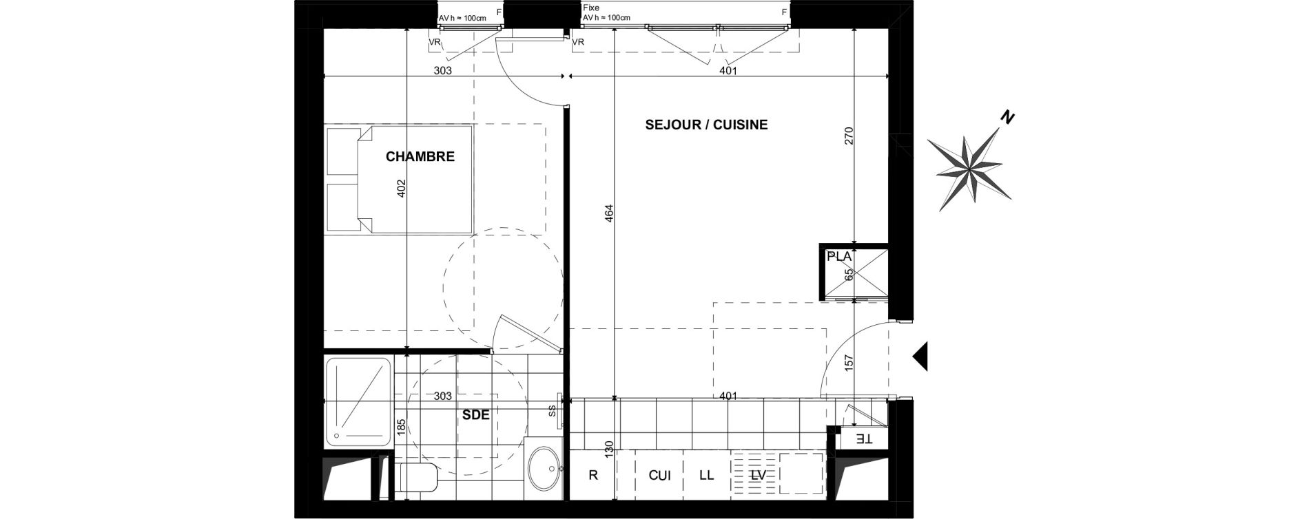 Appartement T2 de 39,80 m2 &agrave; Clichy Bac d'asni&egrave;res