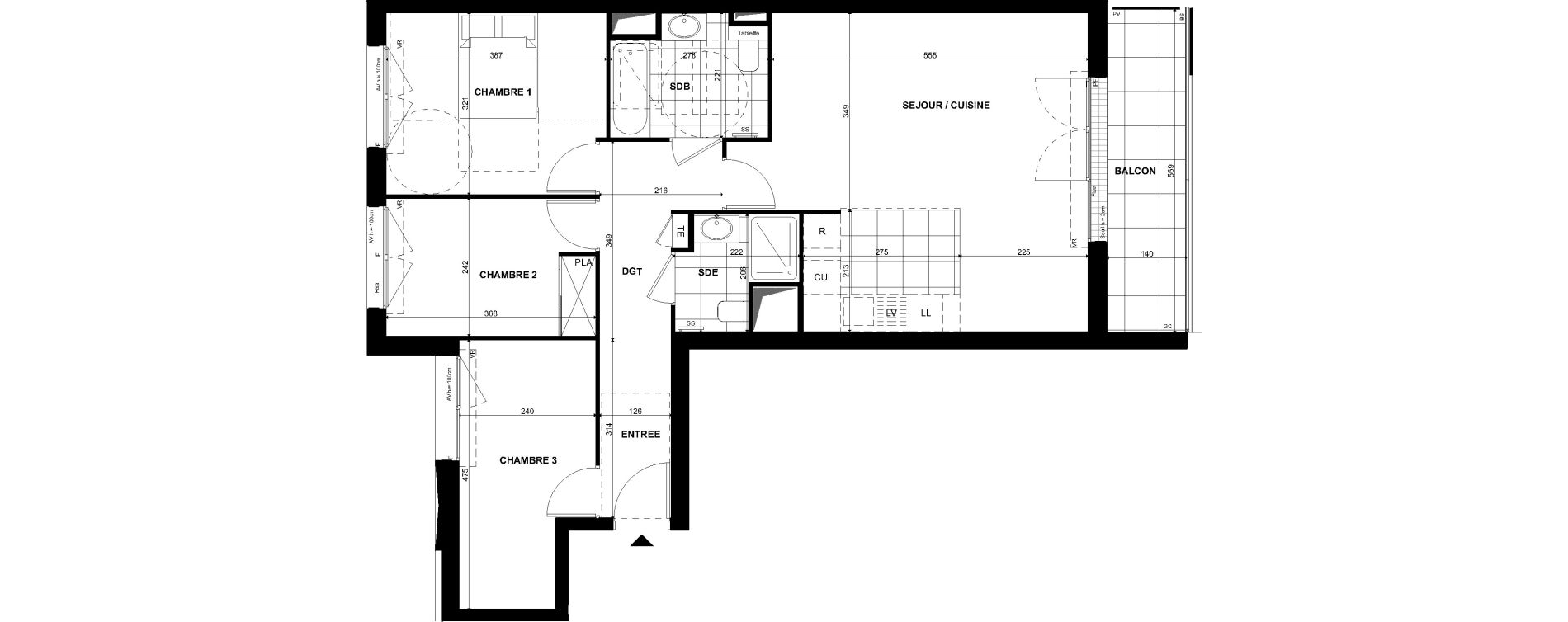 Appartement T4 de 80,70 m2 &agrave; Clichy Bac d'asni&egrave;res