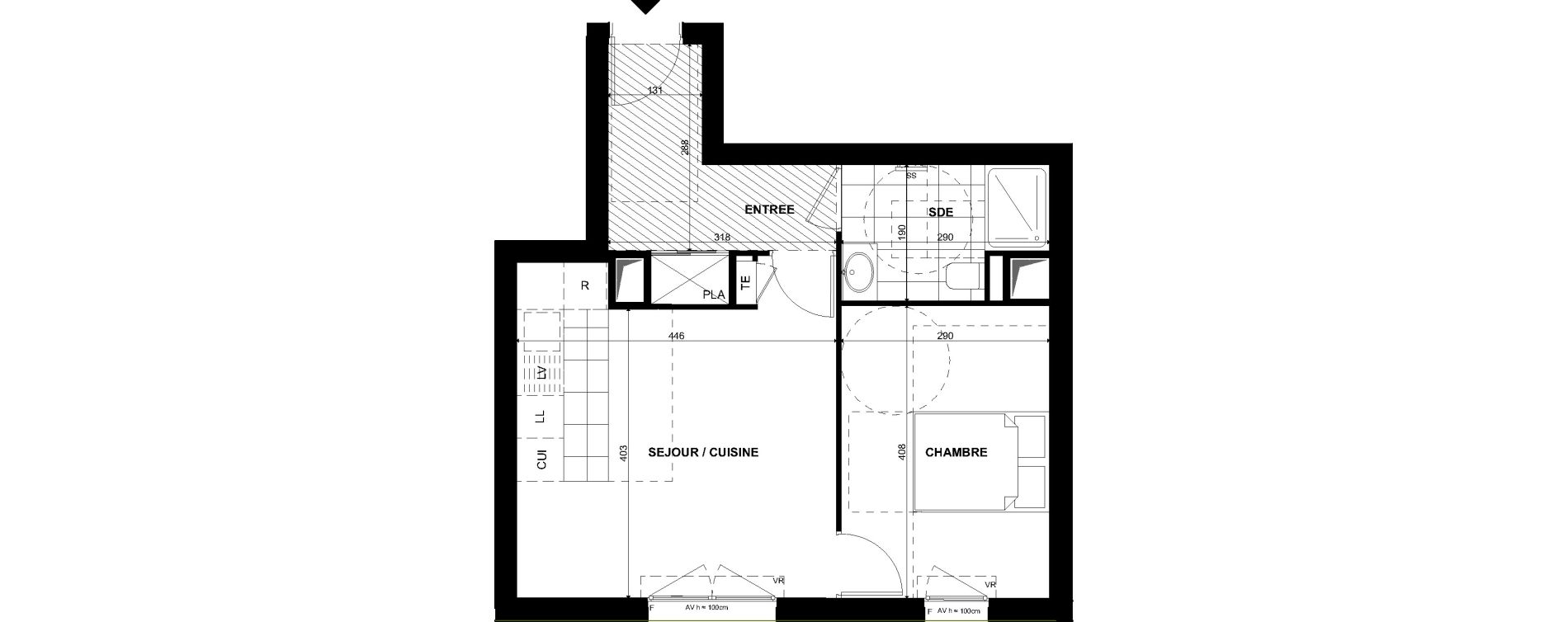 Appartement T2 de 43,10 m2 &agrave; Clichy Bac d'asni&egrave;res