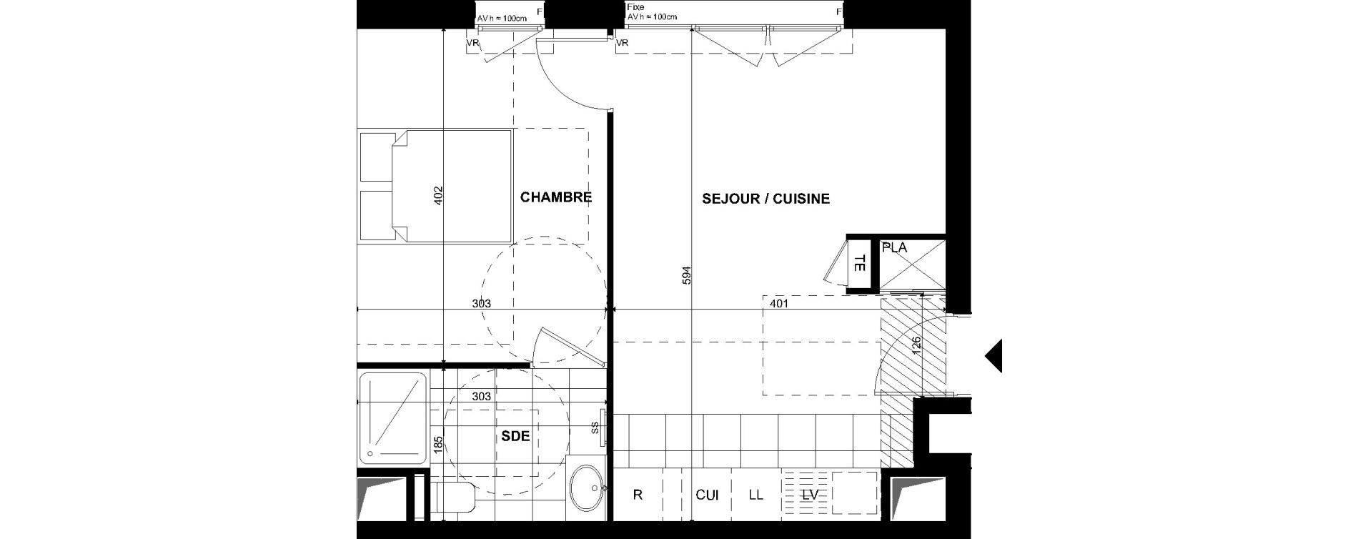 Appartement T2 de 39,90 m2 &agrave; Clichy Bac d'asni&egrave;res