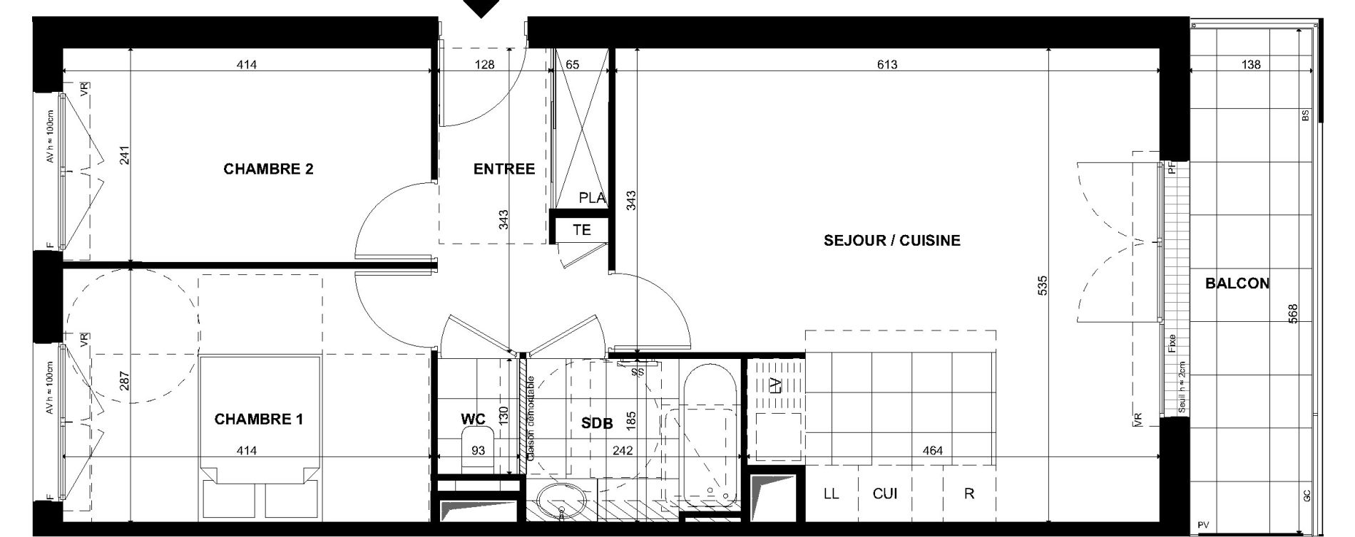Appartement T3 de 63,30 m2 &agrave; Clichy Bac d'asni&egrave;res