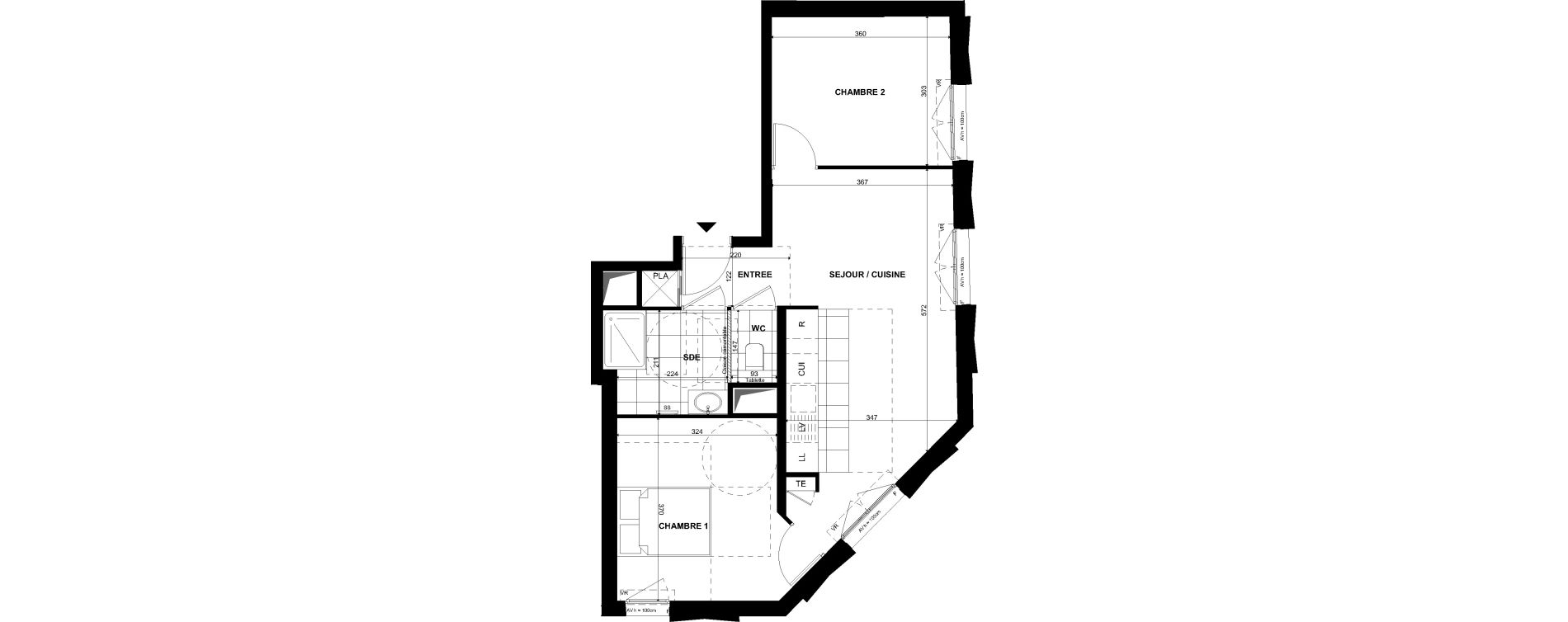 Appartement T3 de 56,50 m2 &agrave; Clichy Bac d'asni&egrave;res