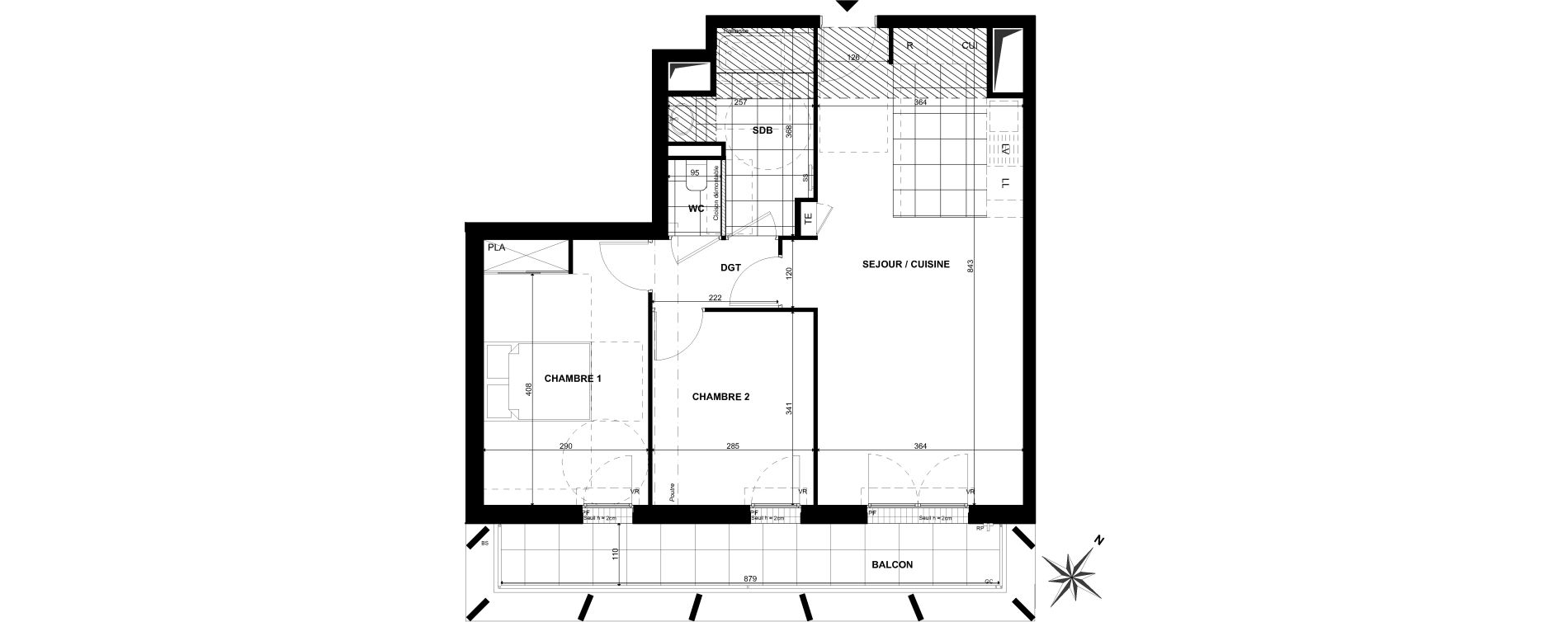 Appartement T3 de 64,20 m2 &agrave; Clichy Bac d'asni&egrave;res