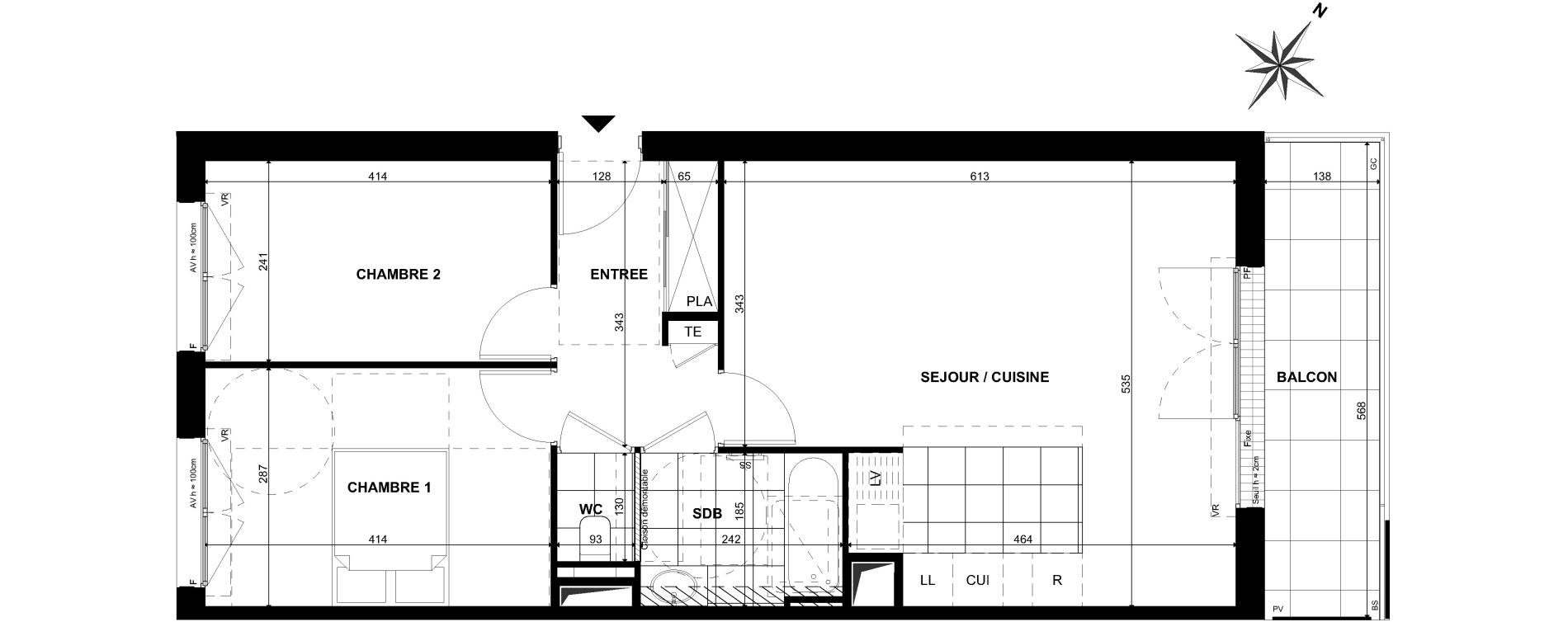 Appartement T3 de 63,30 m2 &agrave; Clichy Bac d'asni&egrave;res