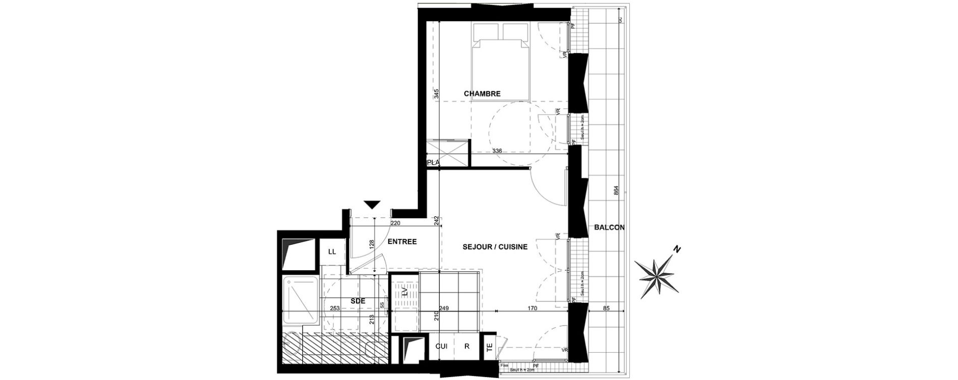 Appartement T2 de 35,90 m2 &agrave; Clichy Bac d'asni&egrave;res