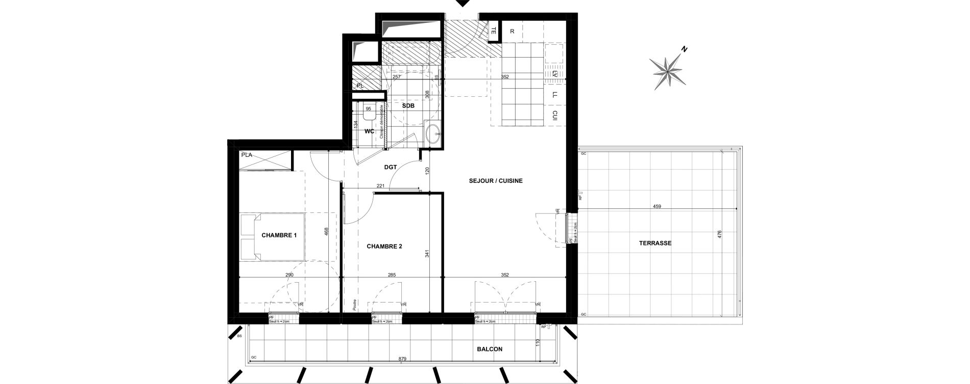 Appartement T3 de 63,00 m2 &agrave; Clichy Bac d'asni&egrave;res