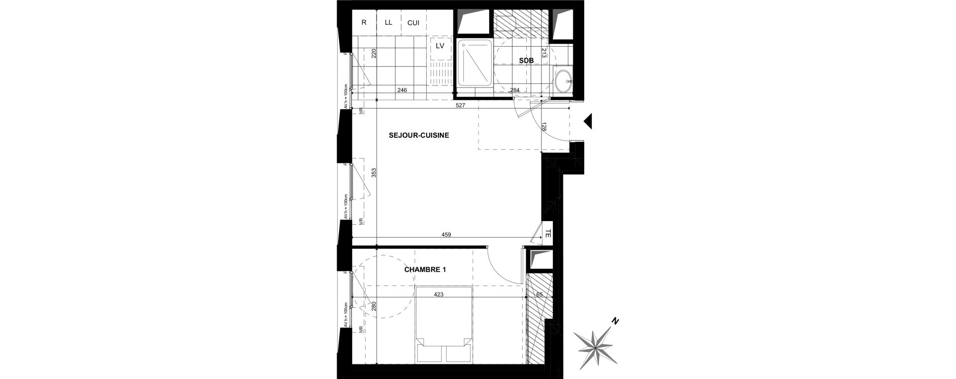 Appartement T2 de 40,40 m2 &agrave; Clichy Bac d'asni&egrave;res