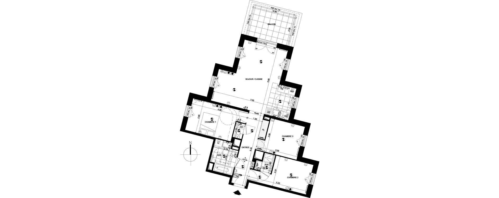Appartement T4 de 82,86 m2 &agrave; Clichy Centre