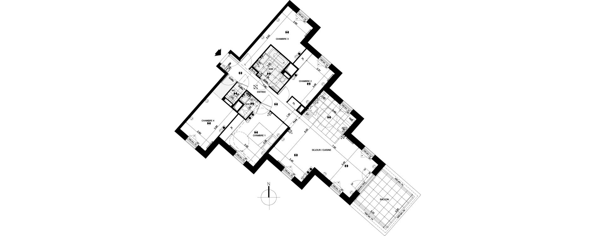 Appartement T5 de 98,89 m2 &agrave; Clichy Centre