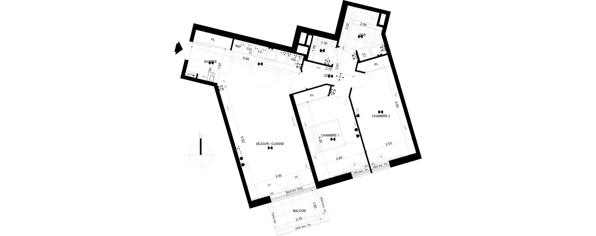 Appartement T3 de 70,98 m2 &agrave; Clichy Centre