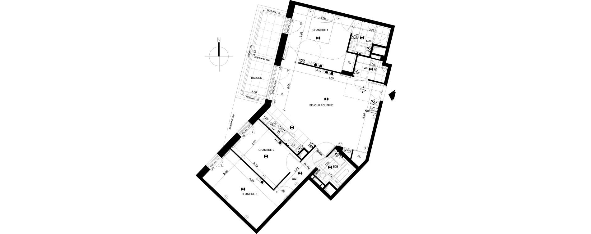 Appartement T4 de 80,60 m2 &agrave; Clichy Centre