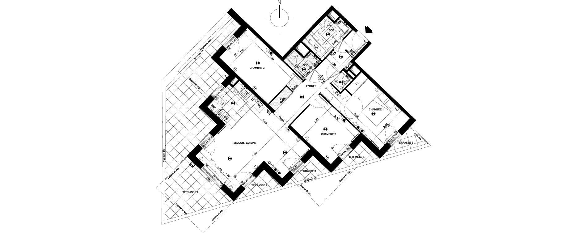 Appartement T4 de 84,35 m2 &agrave; Clichy Centre
