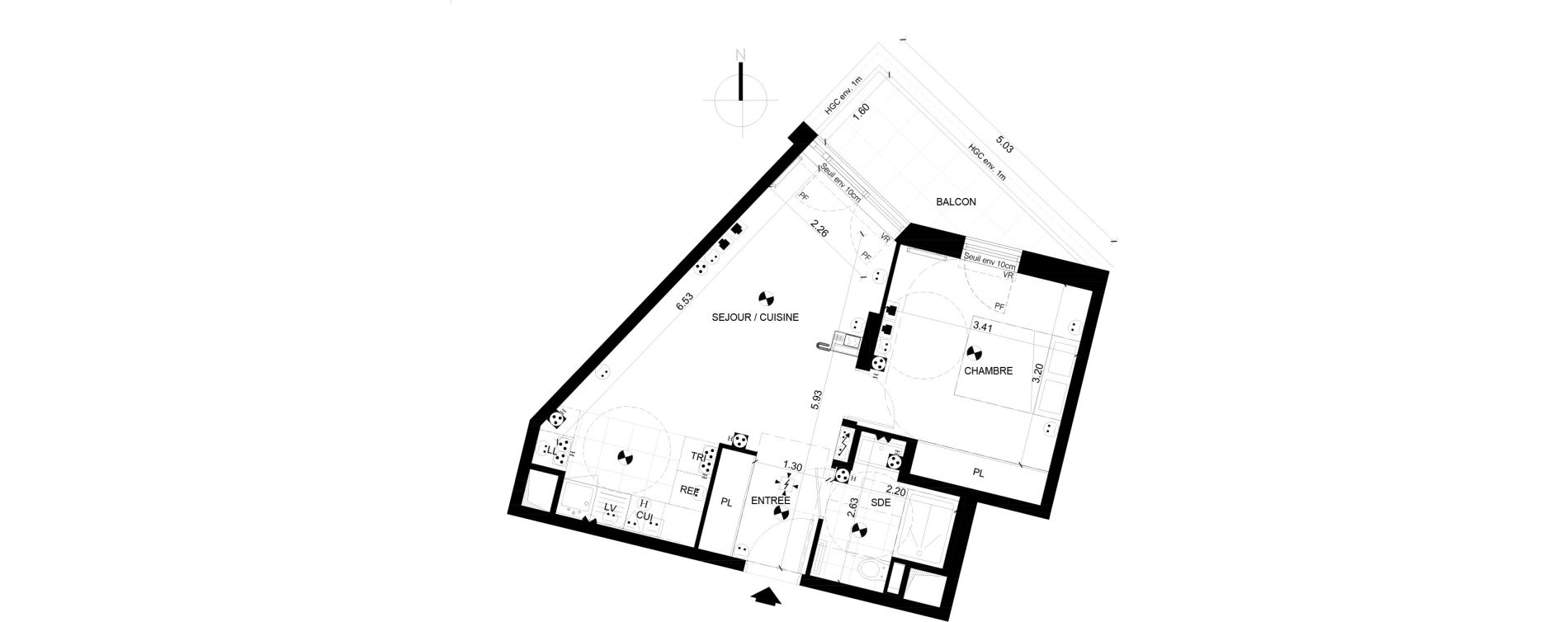Appartement T2 de 41,64 m2 &agrave; Clichy Centre