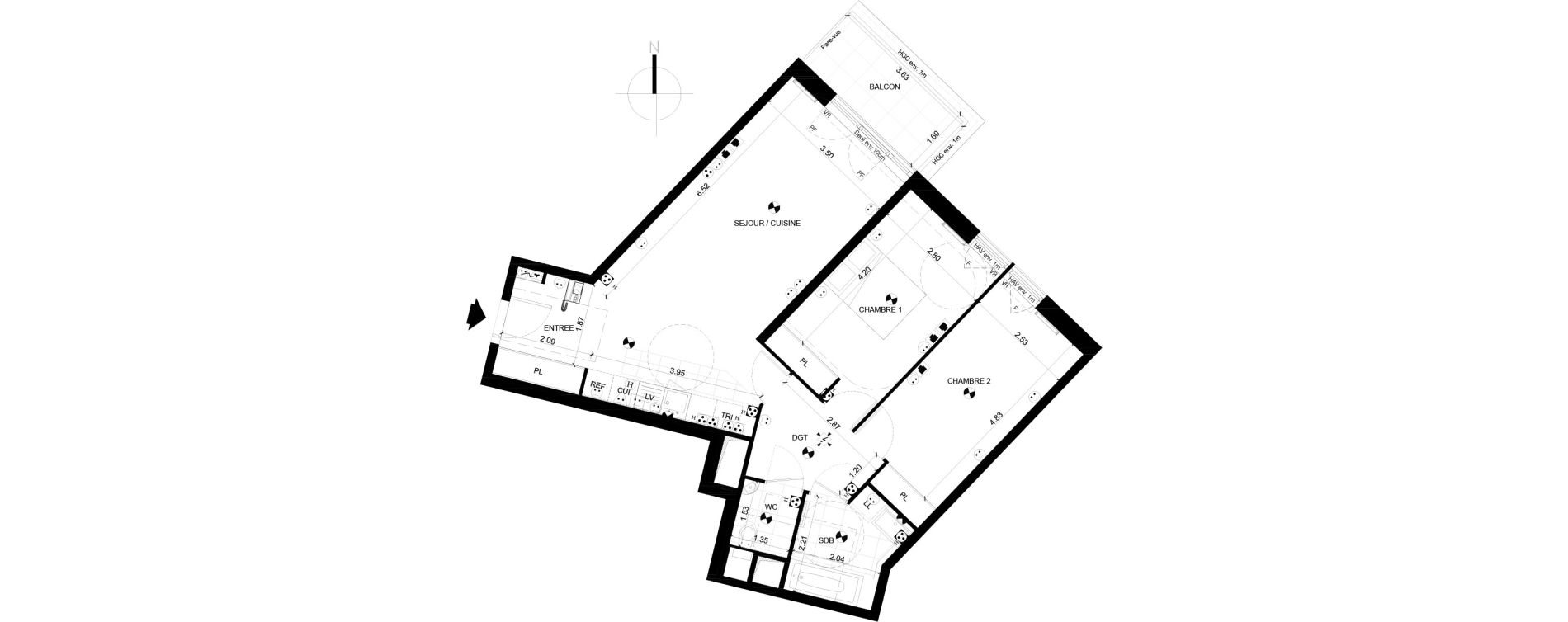 Appartement T3 de 73,06 m2 &agrave; Clichy Centre