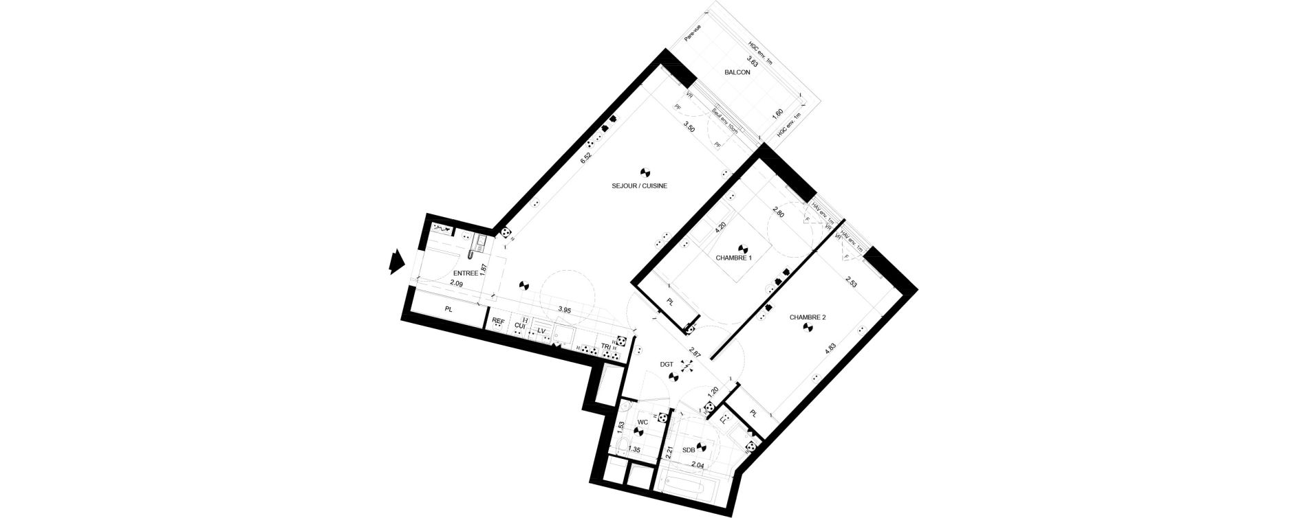 Appartement T3 de 73,06 m2 &agrave; Clichy Centre