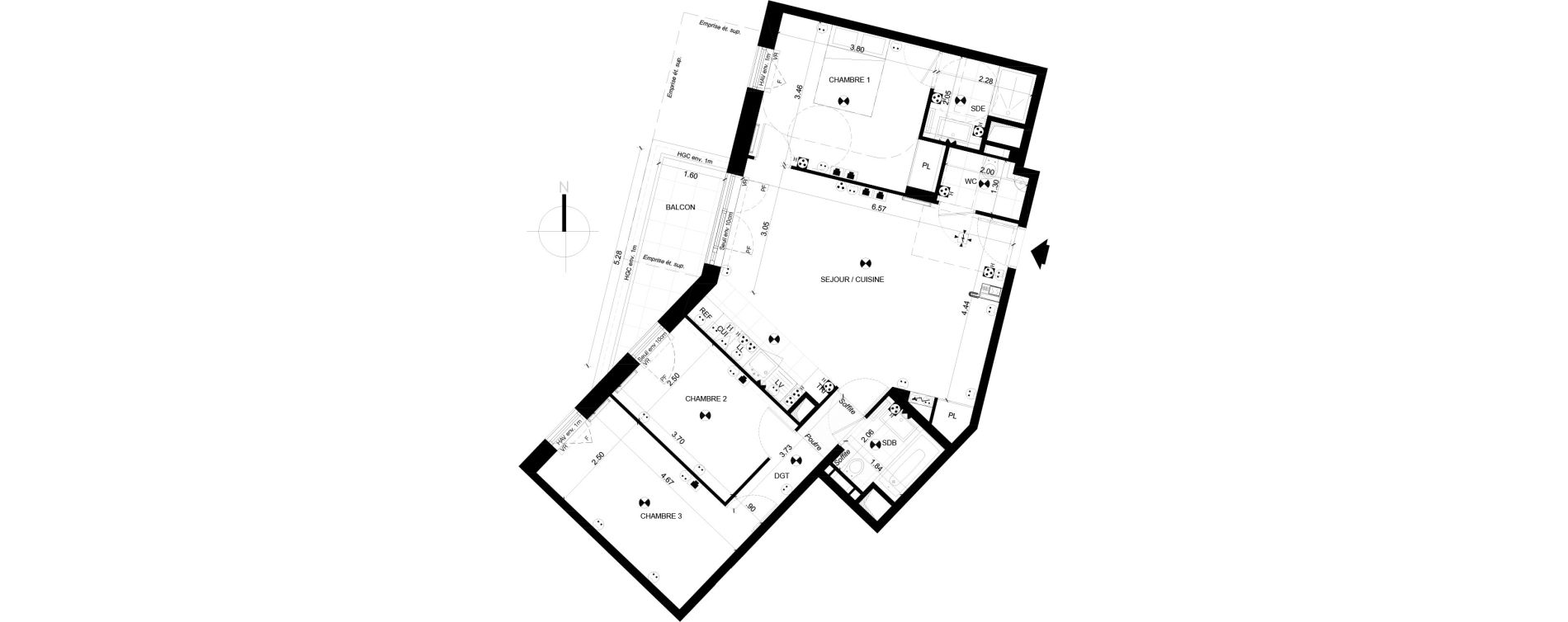 Appartement T4 de 80,60 m2 &agrave; Clichy Centre