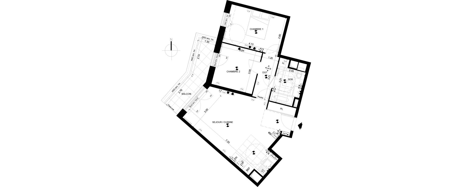 Appartement T3 de 60,07 m2 &agrave; Clichy Centre
