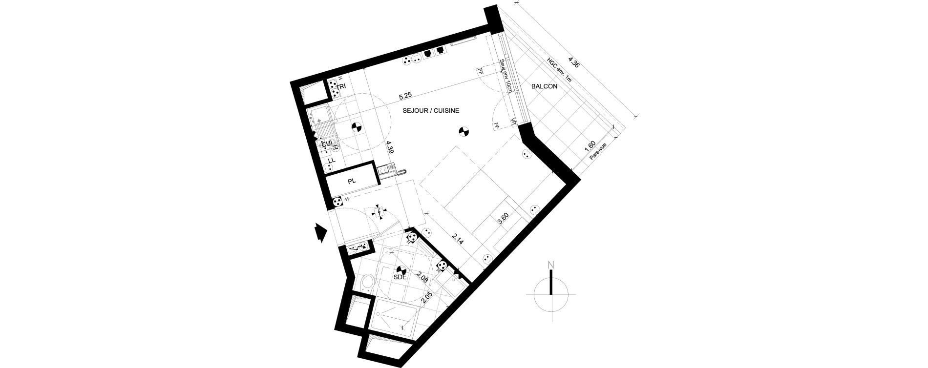 Appartement T1 de 32,43 m2 &agrave; Clichy Centre