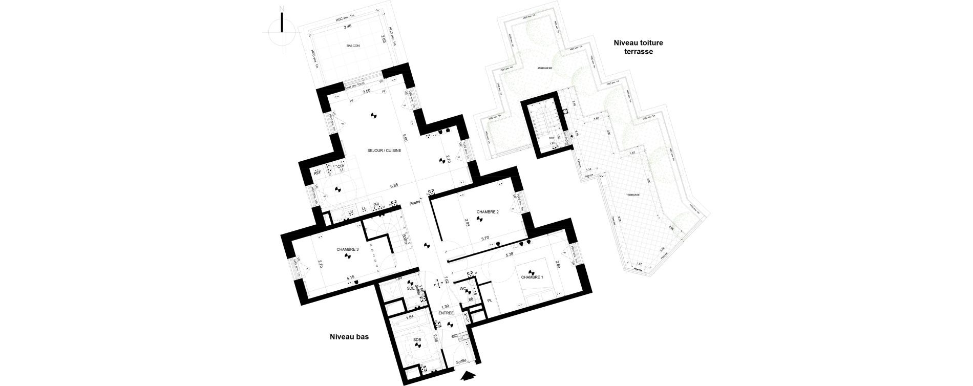 Duplex T4 de 83,96 m2 &agrave; Clichy Centre