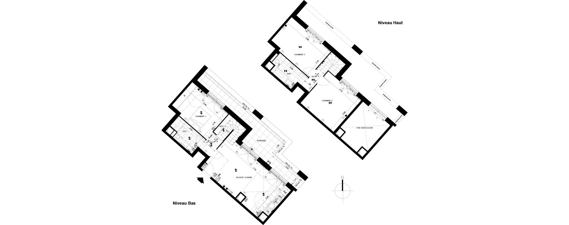 Duplex T4 de 91,71 m2 &agrave; Clichy Centre