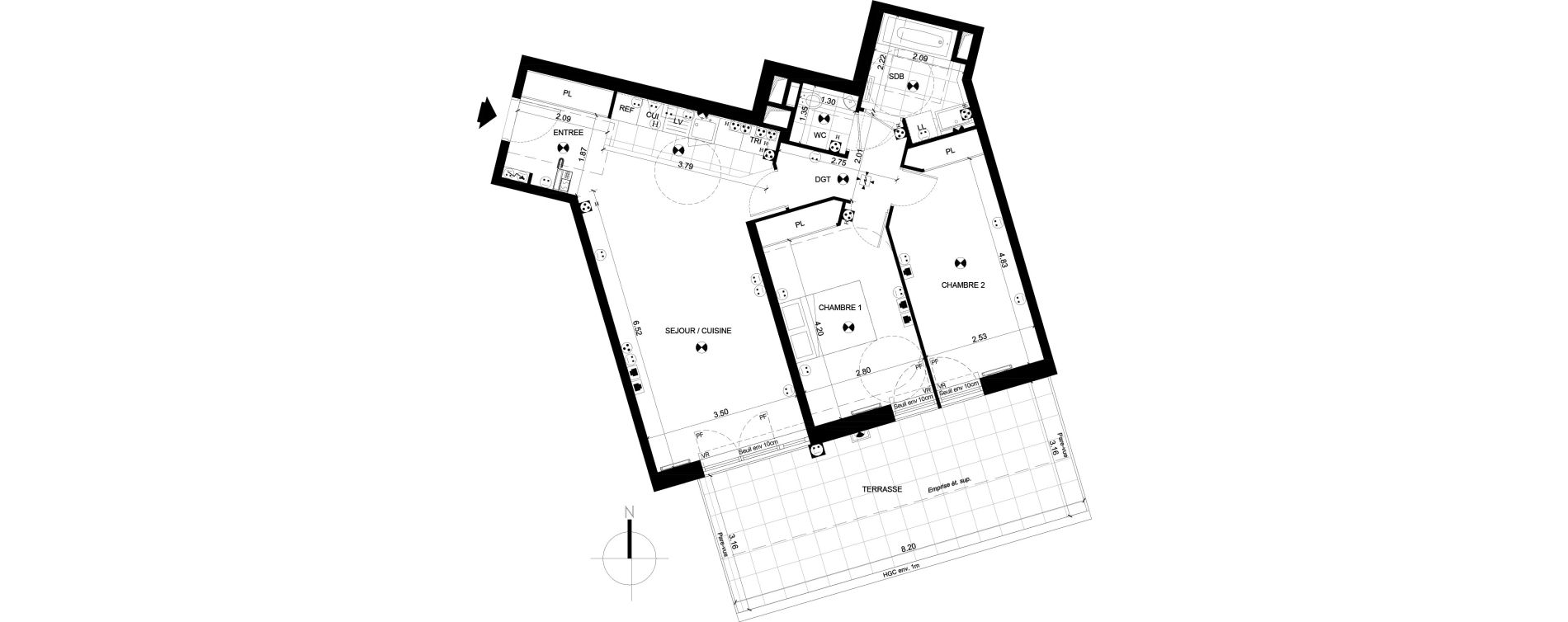 Appartement T3 de 70,98 m2 &agrave; Clichy Centre