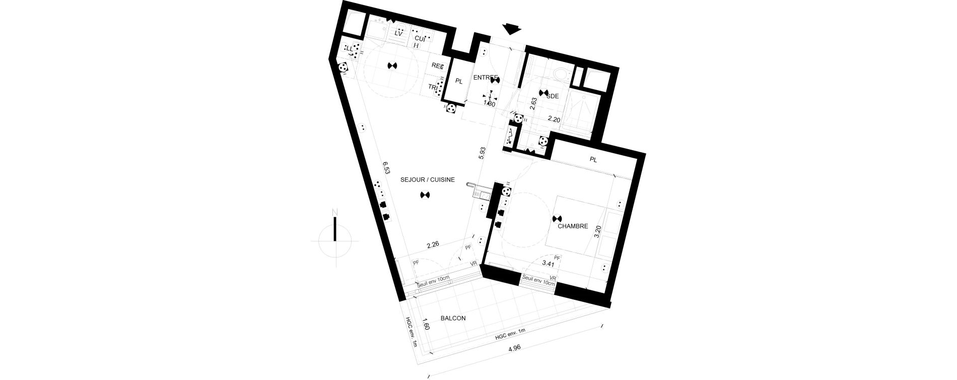 Appartement T2 de 41,10 m2 &agrave; Clichy Centre