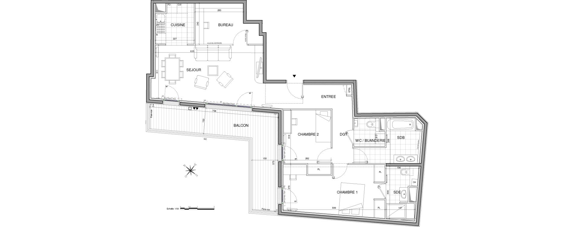 Appartement T3 de 87,48 m2 &agrave; Clichy Centre