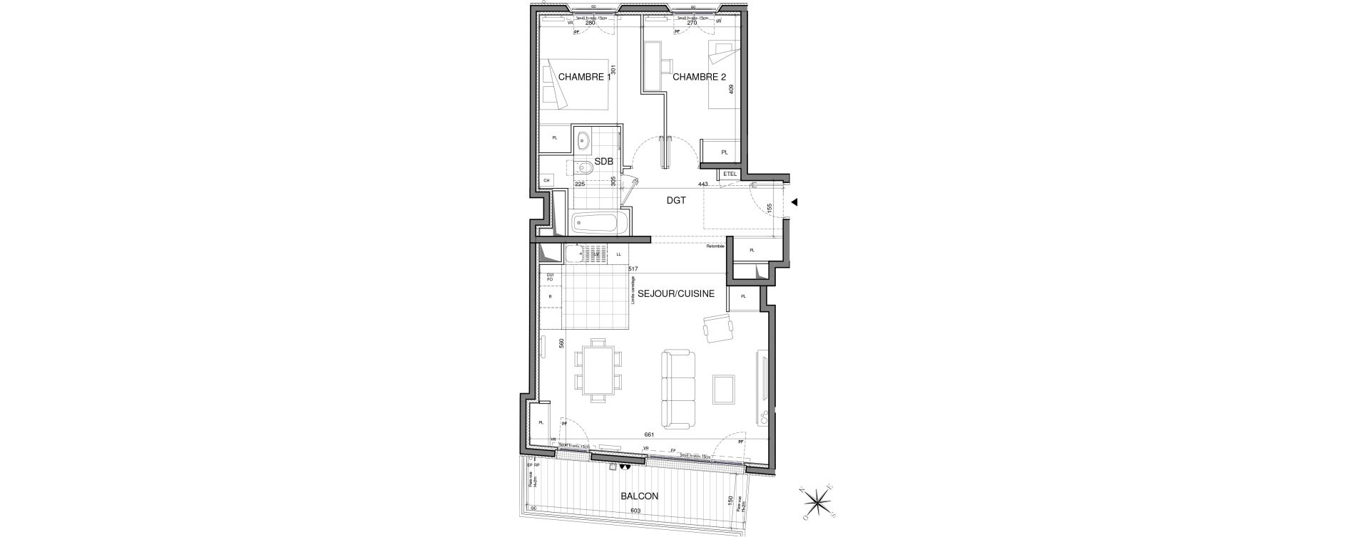 Appartement T3 de 70,48 m2 &agrave; Clichy Centre