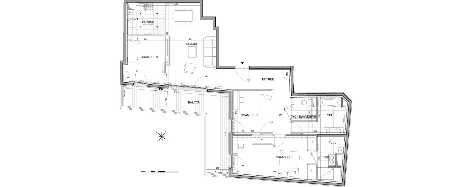 Appartement T4 de 87,56 m2 &agrave; Clichy Centre