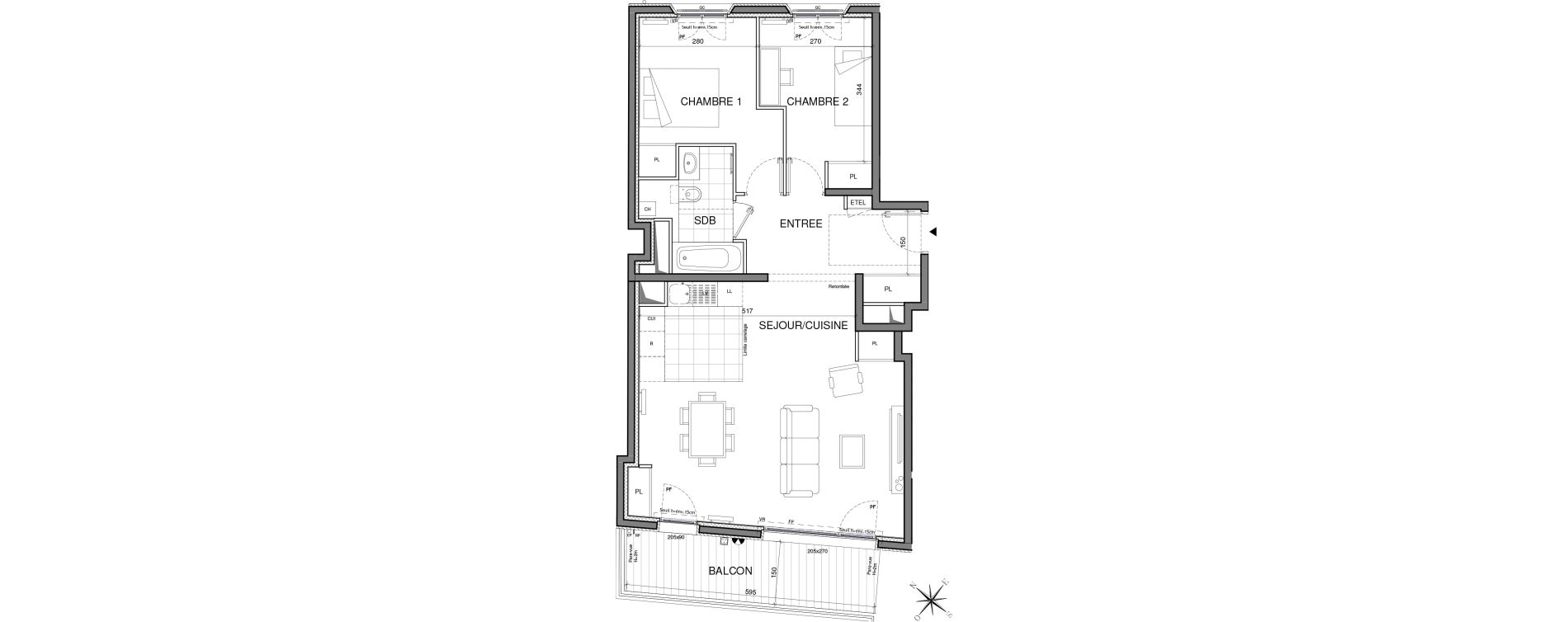 Appartement T3 de 70,48 m2 &agrave; Clichy Centre