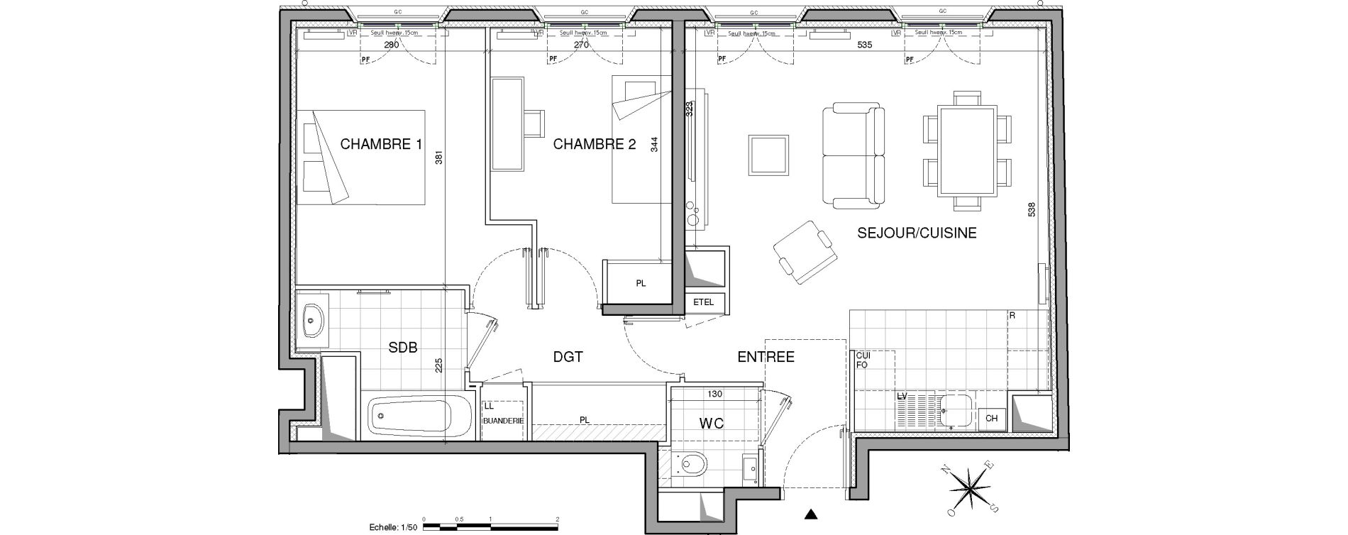 Appartement T3 de 65,27 m2 &agrave; Clichy Centre