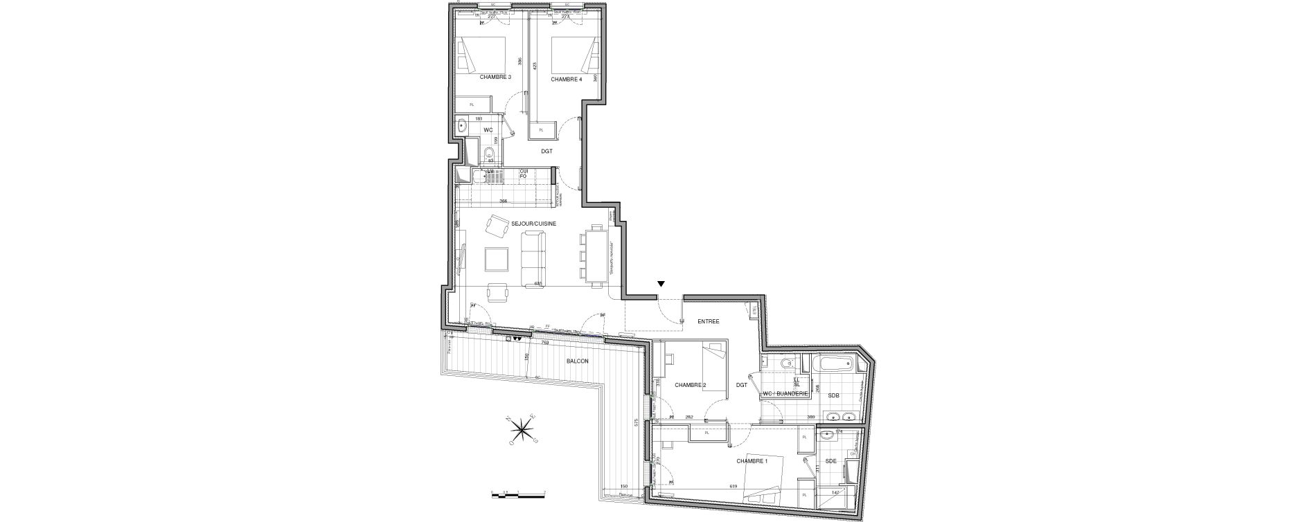 Appartement T5 de 118,15 m2 &agrave; Clichy Centre