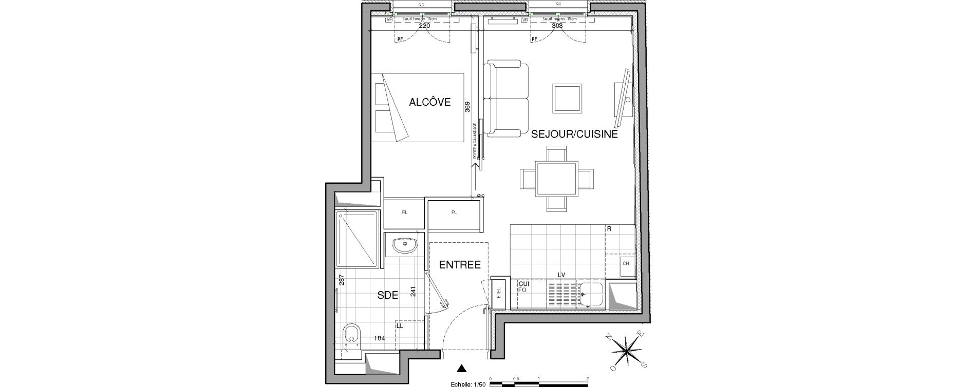 Appartement T2 de 34,78 m2 &agrave; Clichy Centre
