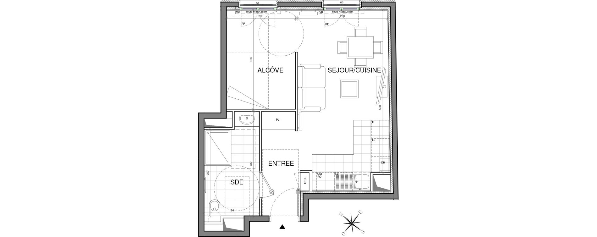 Appartement T1 de 35,17 m2 &agrave; Clichy Centre