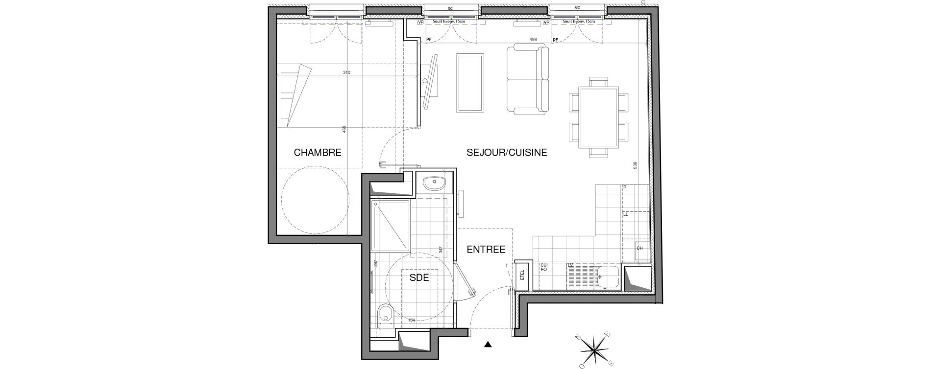 Appartement T2 de 47,28 m2 &agrave; Clichy Centre