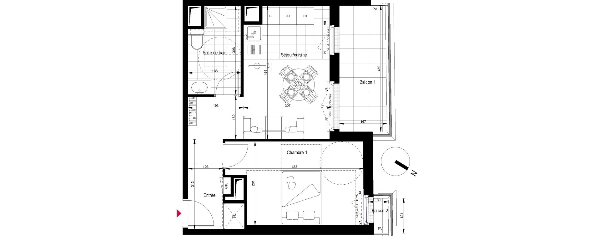 Appartement T2 de 38,87 m2 &agrave; Clichy Gabriel peri