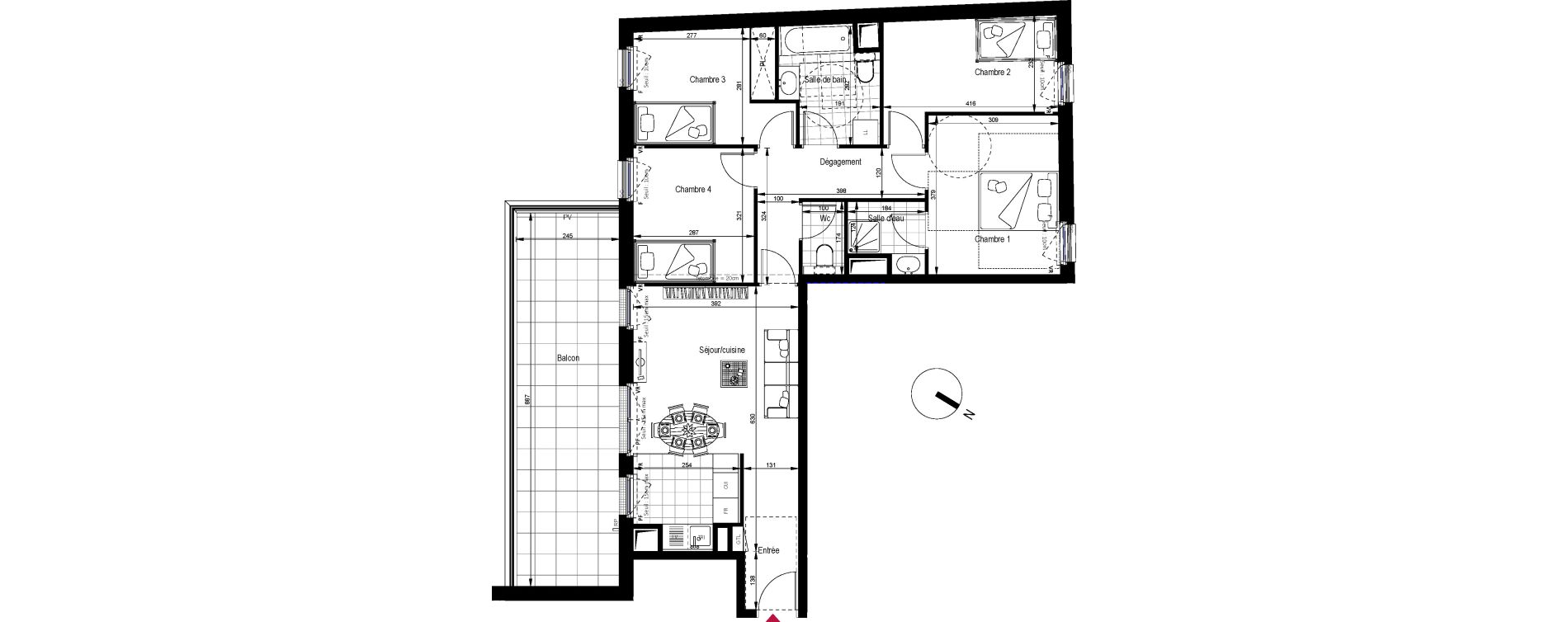 Appartement T5 de 83,25 m2 &agrave; Clichy Gabriel peri