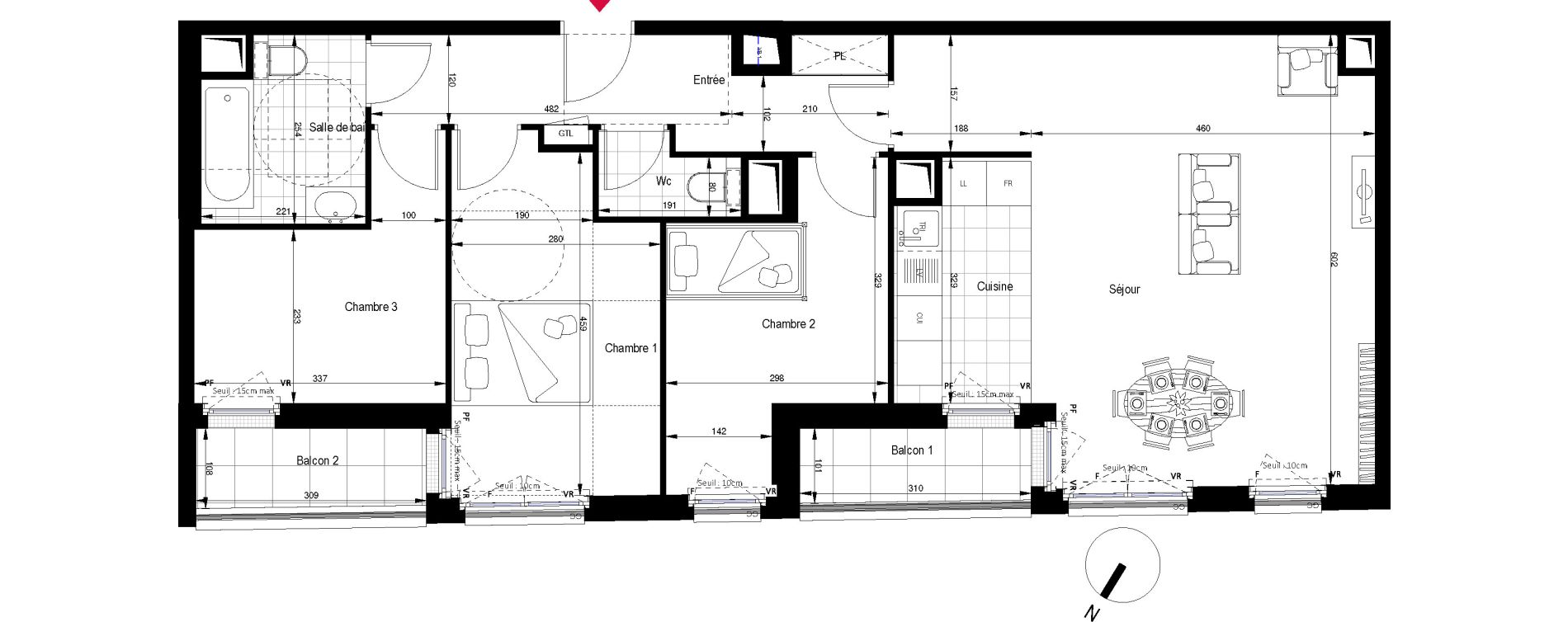 Appartement T4 de 83,28 m2 &agrave; Clichy Gabriel peri