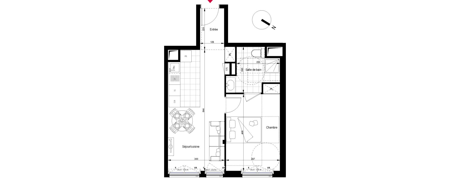 Appartement T2 de 39,49 m2 &agrave; Clichy Gabriel peri