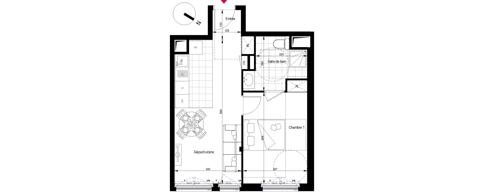 Appartement T2 de 38,37 m2 &agrave; Clichy Gabriel peri