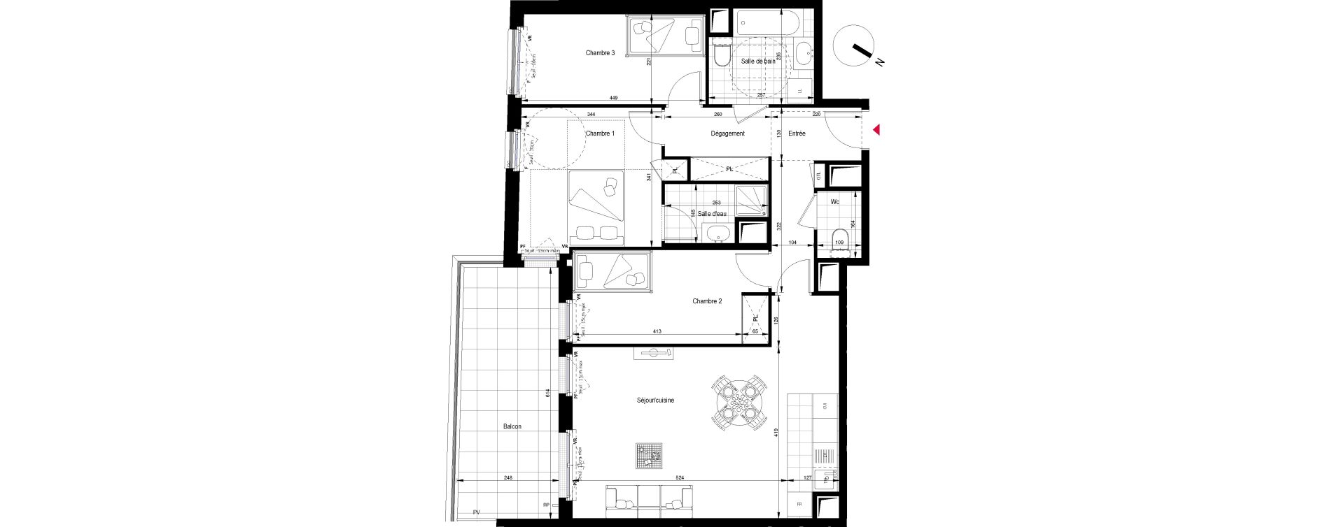 Appartement T4 de 83,13 m2 &agrave; Clichy Gabriel peri
