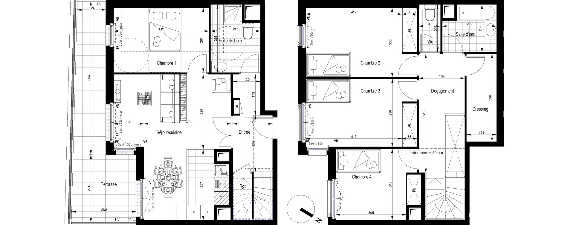 Duplex T5 de 110,33 m2 &agrave; Clichy Gabriel peri