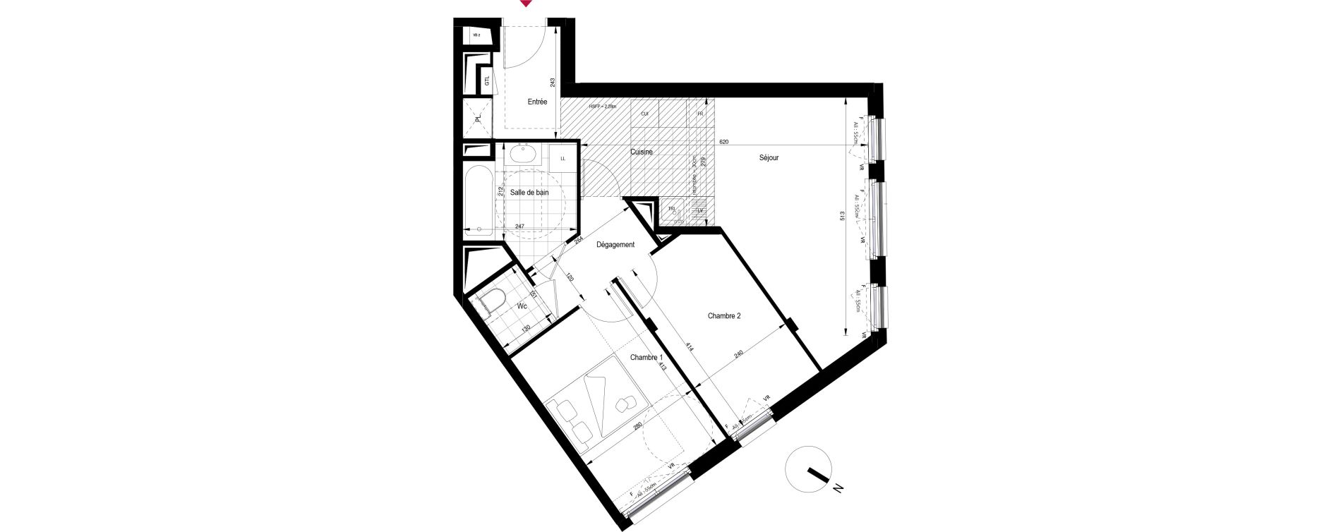 Appartement T3 de 59,03 m2 &agrave; Clichy Gabriel peri