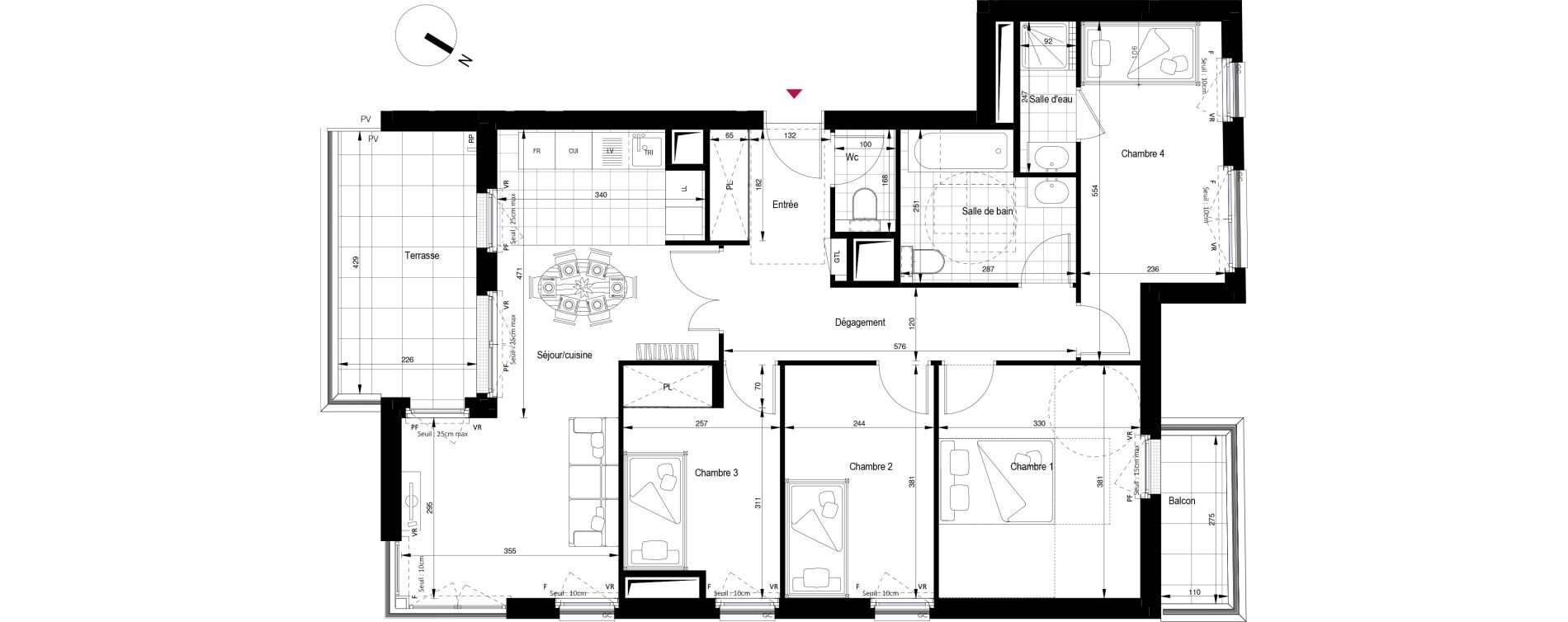 Appartement T5 de 89,44 m2 &agrave; Clichy Gabriel peri