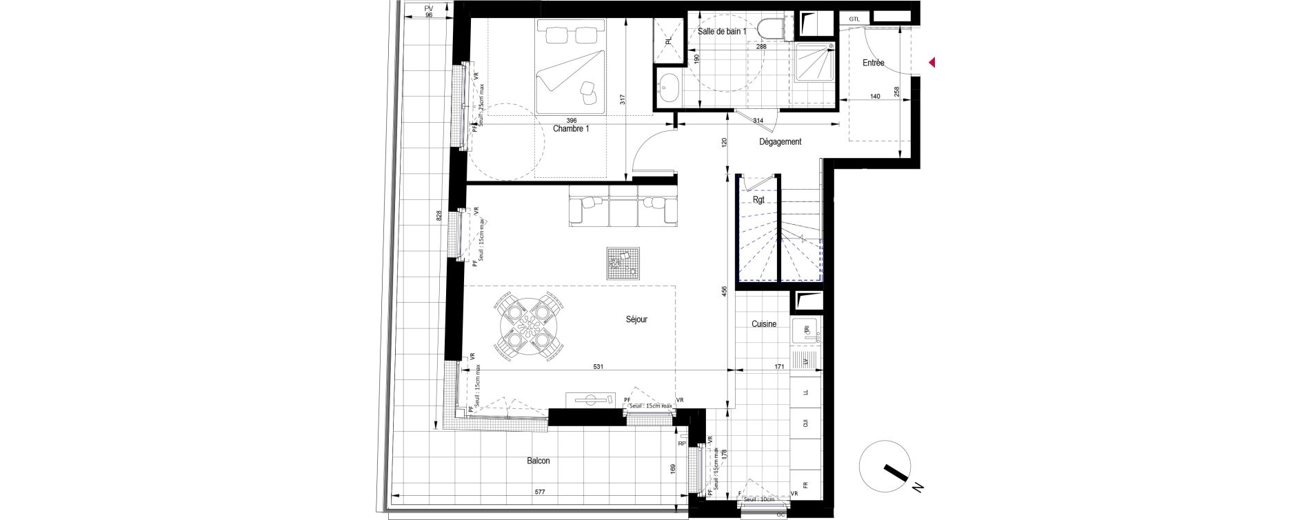 Duplex T5 de 102,38 m2 &agrave; Clichy Gabriel peri