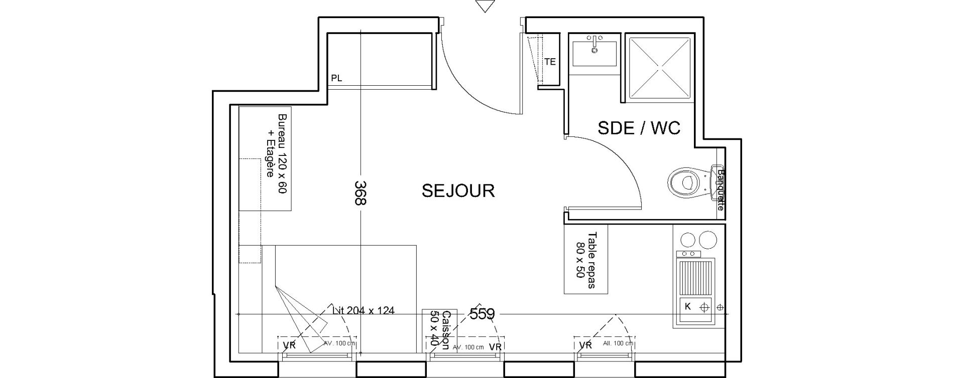 Studio de 18,80 m2 &agrave; Clichy Gabriel peri