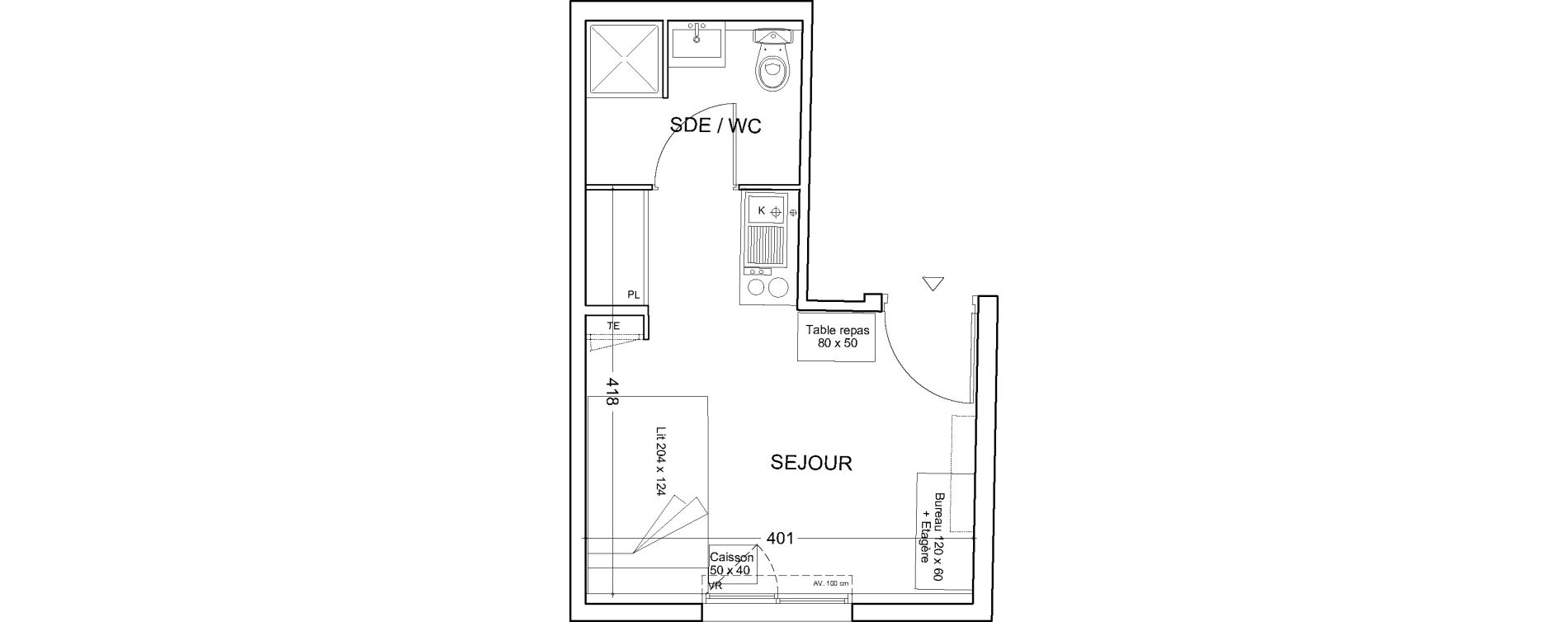 Studio de 18,09 m2 &agrave; Clichy Gabriel peri