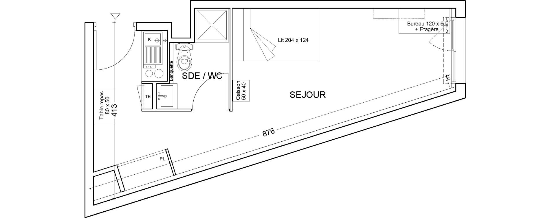 Studio de 24,53 m2 &agrave; Clichy Gabriel peri